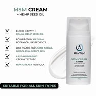 AliaMed MSM Cream & Hemp Успокояващ, релаксиращ крем с MSM, хондроитин, глюкозамин & масло от коноп за облекчаване на болката в уморени мускули & стави 100ml AliaMed MSM Cream & Hemp Успокояващ, релаксиращ крем с MSM, хондроитин, глюкозамин & масло от коноп за облекчаване на болката в уморени мускули & стави 100ml