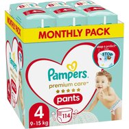 Pampers Premium Care Pants Monthly Pack No4 (9-15kg) 114 пелени