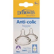 Dr. Brown\'s Natural Flow Options+ Level 4 Silicone Teat 9m+, 2 броя, код WN4201