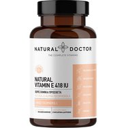 Natural Doctor Natural Vitamin E 418IU Добавка с витамини Е в естествена форма D-α токоферол за бързо усвояване с мощни антиоксидантни свойства и подкрепа на доброто здраве на кожата 60caps