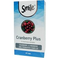 Smile Cranberry Plus Екстракт от червена боровинка и пробиотици - хранителна добавка за добра функция на пикочните пътища и укрепване на нормалната микробна флора 60caps