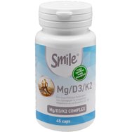 Smile Mg/D3/K2 Complex Хранителна добавка, която допринася за поддържане на нормални кости, за намаляване на умората & изтощението, благодарение на комбинацията от магнезий, витамин D3 & K2 45caps Smile Mg/D3/K2 Complex Хранителна добавка, която допринася за поддържане на нормални кости, за намаляване на умората & изтощението, благодарение на комбинацията от магнезий, витамин D3 & K2 45caps