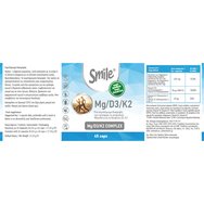 Smile Mg/D3/K2 Complex Хранителна добавка, която допринася за поддържане на нормални кости, за намаляване на умората & изтощението, благодарение на комбинацията от магнезий, витамин D3 & K2 45caps Smile Mg/D3/K2 Complex Хранителна добавка, която допринася за поддържане на нормални кости, за намаляване на умората & изтощението, благодарение на комбинацията от магнезий, витамин D3 & K2 45caps