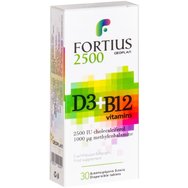 Geoplan Fortius Vitamins D3 2500IU & B12 1000μg Хранителна добавка с витамини D3 & B12 за подсилване на имунната система, нормална функция на нервната система, енергия & тонус 30Disp.tabs