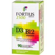 Geoplan Fortius Vitamins D3 2500IU & B12 1000μg Хранителна добавка с витамини D3 & B12 за подсилване на имунната система, нормална функция на нервната система, енергия & тонус 90Disp.tabs