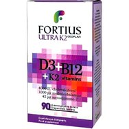 Geoplan Fortius Ultrta Vitamins D3 4000IU, B12 1000μg & K2 42μg Хранителна добавка с витамини D3, B12 & K2 за подсилване на имунната система, нормална функция на нервната система, енергия & тонус 90Disp.tabs