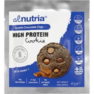 Alnutria High Protein Cookie 45g 1 бр - Double Chocolate Chip - Бисквита, богата на протеини и калций, с шоколадов вкус и парченца млечен шоколад