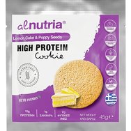 Alnutria High Protein Cookie 45g 1 бр - Lemon Cake & Poppy Seeds - Богата на протеини и калций бисквита с богат вкус на лимонов кекс и маково семе