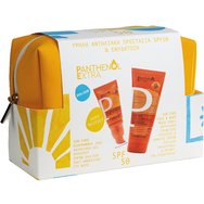 Panthenol Extra Promo Sun Care Spf50 Diaphanous Face Gel 20ml & Face & Body Spf50 Milk 100ml & Подарък несесер 1 брой - Невидим слънцезащитен продукт за лице & слънцезащитно мляко за лице & тяло с висока защита, водоустойчиво