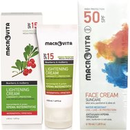Macrovita Promo Lightening Cream Spf15, 50ml & Подарък Suncare Face Cream Spf50, 50ml - Изсветляващ крем с червено касис - горски плодове и слънцезащитен крем за лице с много висока защита Macrovita Promo Lightening Cream Spf15, 50ml & Подарък Suncare Face Cream Spf50, 50ml - Изсветляващ крем с червено касис - горски плодове и слънцезащитен крем за лице с много висока защита