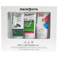 Macrovita Promo Skin Lightening Kit Face Peeling 50ml, Lightening Cream spf15 50ml & Face Cream spf50 50ml - Интегрирана система за лечение и превенция за обезцветяване, ексфолиращ крем за лице, изсветляващ крем и слънцезащитен крем за л Macrovita Promo Skin Lightening Kit Face Peeling 50ml, Lightening Cream spf15 50ml & Face Cream spf50 50ml - Интегрирана система за лечение и превенция за обезцветяване, ексфолиращ крем за лице, изсветляващ крем и слънцезащитен крем за л