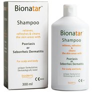 Boderm Bionatar Psoriasis Shampoo Ексфолиращ, успокояващ шампоан против псориазис & себореен дерматит на скалпа & тялото 300ml