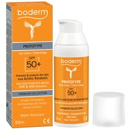Boderm Premium Collection Prototype Spf50+ Face Cream Слънцезащитен крем за лице с много висока защита, който предотвратява & предпазва кожата от актинична кератоза, подходящ за много чувствителна кожа 50ml