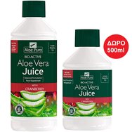 Optima PROMO PACK Aloe Vera Juice with Cranberry Натурален сок от алое с антиоксиданти и вкус на червена боровинка 1л и допълнително количество подарък 500ml