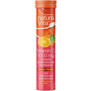 Natura Vita Vitamin C 1000mg Хранителна добавка с витамин C с екстракт от шипка & цитрусови биофлавоноиди за подкрепа на имунната система с вкус портокал 20 Effer.Tabs - Orange