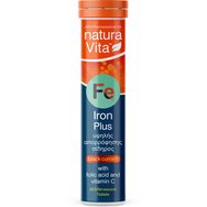 Natura Vita Iron Plus Високоусвоима хранителна добавка с желязо за лечение на железен дефицит срещу умора и отпадналост с вкус на касис 20 Effer.tabs Natura Vita Iron Plus Високоусвоима хранителна добавка с желязо за лечение на железен дефицит срещу умора и отпадналост с вкус на касис 20 Effer.tabs
