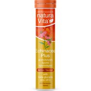 Natura Vita Echinacea Plus Хранителна добавка с ехинацея, бета глюкан, цинк и витамин C за по-бърз имунен отговор и укрепване на имунитета с вкус на лимон 20 Effer.tabs - Lemon