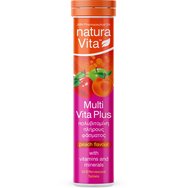 Natura Vita Multi Vita Високоефективна мултивитаминна и минерална хранителна добавка за енергия, стимулация и покриване на хранителни дефицити с вкус на праскова 20 Effer.tabs Natura Vita Multi Vita Високоефективна мултивитаминна и минерална хранителна добавка за енергия, стимулация и покриване на хранителни дефицити с вкус на праскова 20 Effer.tabs