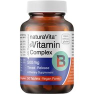 Natura Vita Vitamin B Complex хранителна добавка с витамини от група B за здравето на нервната система, енергия и хормонален баланс 30 таблетки