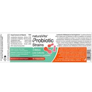 Natura Vita Probiotic Strains Хранителна добавка от пробиотични щамове за укрепване на микробиома на стомашно-чревната система, по-добро храносмилане и лечение на чревни разстройства 30caps
