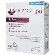 Zwitter Hylopan Lipo Eye Drops Очни капки в монодози за симптоматично лечение & интензивна грижа за много сухи & хронично раздразнени очи 30 x 0.4ml