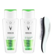 Vichy Промо комплект Dercos Shampoo Anti-Dandruff Normal-Oily Шампоан против пърхот за нормална-мазна коса 2x200ml&Четка за коса