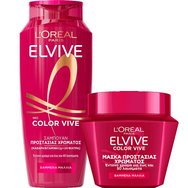 L'Oreal Paris Promo Elvive Color Vive Shampoo 400ml & Hair Mask 300ml - Шампоан за Боядисана Коса & Маска за Грижа за Боядисана Коса