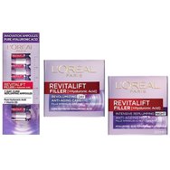 L'Oreal Paris Revitalift Filler PROMO PACK Day Cream 50ml & Night Cream 50ml &  Renew Replumping Ampoules 7 amps - Дневен крем против стареене и нощен крем против стареене и ампули за интензивна хидратация и стягане с хиалуронова киселина L'Oreal Paris Revitalift Filler PROMO PACK Day Cream 50ml & Night Cream 50ml &  Renew Replumping Ampoules 7 amps - Дневен крем против стареене и нощен крем против стареене и ампули за интензивна хидратация и стягане с хиалуронова киселина