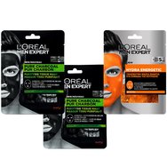 L\'oreal Paris PROMO PACK Men Expert Pure Carbon Purifying Tissue Mask 2x30g & Hydra Energetic Tissue Mask 1x30g