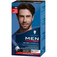 Schwarzkopf Men Perfect Anti-Grey Coloring Gel - N80 Черно кафяво - Гел за коса с боя за покриване на бялото с естествен цвят