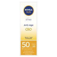 Nivea Sun UV Face Anti-Age Q10 Spf50 for Normal,Dry Skin 50ml - Крем за лице против стареене, слънцезащитен и овлажняващ крем с висока защита за смесена, суха кожа Nivea Sun UV Face Anti-Age Q10 Spf50 for Normal,Dry Skin 50ml - Крем за лице против стареене, слънцезащитен и овлажняващ крем с висока защита за смесена, суха кожа