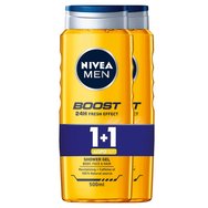 Nivea PROMO PACK Men Shower Gel Boost 24h Fresh Effect Revitalising & Caffeine 2x500ml 1+1 Подарък