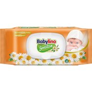 Babylino Sensitive with Chamomile Baby Wipes 54 броя - Бебешки мокри кърпички с влакна от растителен произход & екстракт от лайка, подходящи за чувствителна кожа, с капак Babylino Sensitive with Chamomile Baby Wipes 54 броя - Бебешки мокри кърпички с влакна от растителен произход & екстракт от лайка, подходящи за чувствителна кожа, с капак