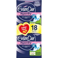 Every Day Hyperdry Super Ultra Plus Value Pack Екстра тънки салфетки Екстра абсорбиращи, идеални за много голям поток 18 парчета