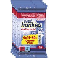 Wet Hankies Promo Antibacterial Wipes XL 60 бр (4x15 бр)