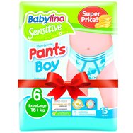 Babylino PROMO PACK Sensitive Pants Boy Extra Large No6 (16+kg) 4x15 памперси 2 + 2 Подарък Babylino PROMO PACK Sensitive Pants Boy Extra Large No6 (16+kg) 4x15 памперси 2 + 2 Подарък