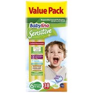 Babylino Sensitive With Chamomile Value Pack Extra Large Νο6 (13-18kg) 38 Пелени