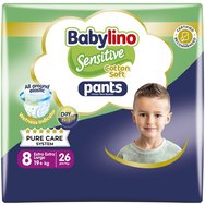 Babylino Sensitive Pants Cotton Soft Unisex No8 Extra Extra Large (20+kg) 26 бр - Babylino Sensitive Pants Cotton Soft Unisex No8 Extra Extra Large (20+kg) 26 бр -