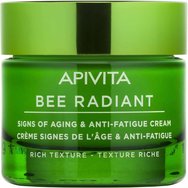 Apivita PROMO PACK Making Spirits Bright Bee Radiant Signs of Aging Anti - Fatigue Gel Day Cream Rich Texture 50ml & Подарък Smoothing - Reboot Night Gel Balm 15ml & Подарък тоалетна чанта