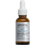 Apivita Bee Tech Concentrates Just Bee Clear Serum 30ml - Серум за лице с патентован прополисов комплекс и растителна салицилова киселина, който изглажда и коригира несъвършенствата и следите от акне.