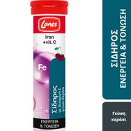 Lanes Iron + Vitamin C 20 Effer.Tabs - Хранителна добавка за нормално образуване на червени кръвни клетки с вкус на череша Lanes Iron + Vitamin C 20 Effer.Tabs - Хранителна добавка за нормално образуване на червени кръвни клетки с вкус на череша