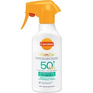 Carroten Family Spf50+ Suncare Face & Body Milk Spray Слънцезащитен спрей с много висока защита за лице и тяло за цялото семейство 270ml