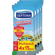 Septona Antibacterial Kids On The Go Wet Wipes 60 бр (4x15 бр)