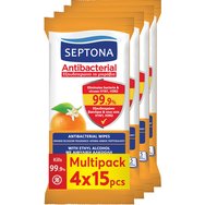 Septona Promo Antibacterial Wipes Orange Blossom 60 бр (4x15 бр) - Антибактериални кърпички за ръце с аромат на портокалов цвят Septona Promo Antibacterial Wipes Orange Blossom 60 бр (4x15 бр) - Антибактериални кърпички за ръце с аромат на портокалов цвят