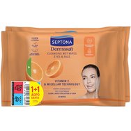 Septona Promo Dermasoft Vitamin C & Miccelar Cleansing Wet Wipes Eyes & Face Кърпички за премахване на грим за лице и очи с витамин C и мицелна технология за всички типове кожа с аромат на портокал 40 броя (2x20 броя) Septona Promo Dermasoft Vitamin C & Miccelar Cleansing Wet Wipes Eyes & Face Кърпички за премахване на грим за лице и очи с витамин C и мицелна технология за всички типове кожа с аромат на портокал 40 броя (2x20 броя)