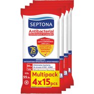 Septona Promo Antibacterial & Antiseptic Refresh Wipes 60 бр (4x15 бр) - Антибактериални кърпички за антисептична защита и дезинфекция срещу коронавирус Septona Promo Antibacterial & Antiseptic Refresh Wipes 60 бр (4x15 бр) - Антибактериални кърпички за антисептична защита и дезинфекция срещу коронавирус