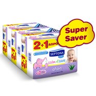 Septona Baby Calm n' Care Wipes Aloe Multi Buy Нежни бебешки кърпички с алое за физическа грижа 3х (3х57) парчета Septona Baby Calm n' Care Wipes Aloe Multi Buy Нежни бебешки кърпички с алое за физическа грижа 3х (3х57) парчета
