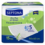 Septona Dry PLus Нежни ароматизирани чаршафи за контрол на миризмите и 5 матрака за защита 90 x 60 см 15 броя Septona Dry PLus Нежни ароматизирани чаршафи за контрол на миризмите и 5 матрака за защита 90 x 60 см 15 броя