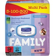 Septona Family Dermasoft with Cotton Extract Wet Wipes Нежни бебешки мокри кърпички за цялото семейство с екстракт от памук & удобно капаче 300 броя (3x100 броя) Septona Family Dermasoft with Cotton Extract Wet Wipes Нежни бебешки мокри кърпички за цялото семейство с екстракт от памук & удобно капаче 300 броя (3x100 броя)