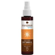 Messinian Spa 3in1 Deep Tanning Oil Face & Body Spray Spf15, 100ml - Слънцезащитно масло за дълбок тен на лице и тяло със средна защита и хидратация с орех и морков Messinian Spa 3in1 Deep Tanning Oil Face & Body Spray Spf15, 100ml - Слънцезащитно масло за дълбок тен на лице и тяло със средна защита и хидратация с орех и морков